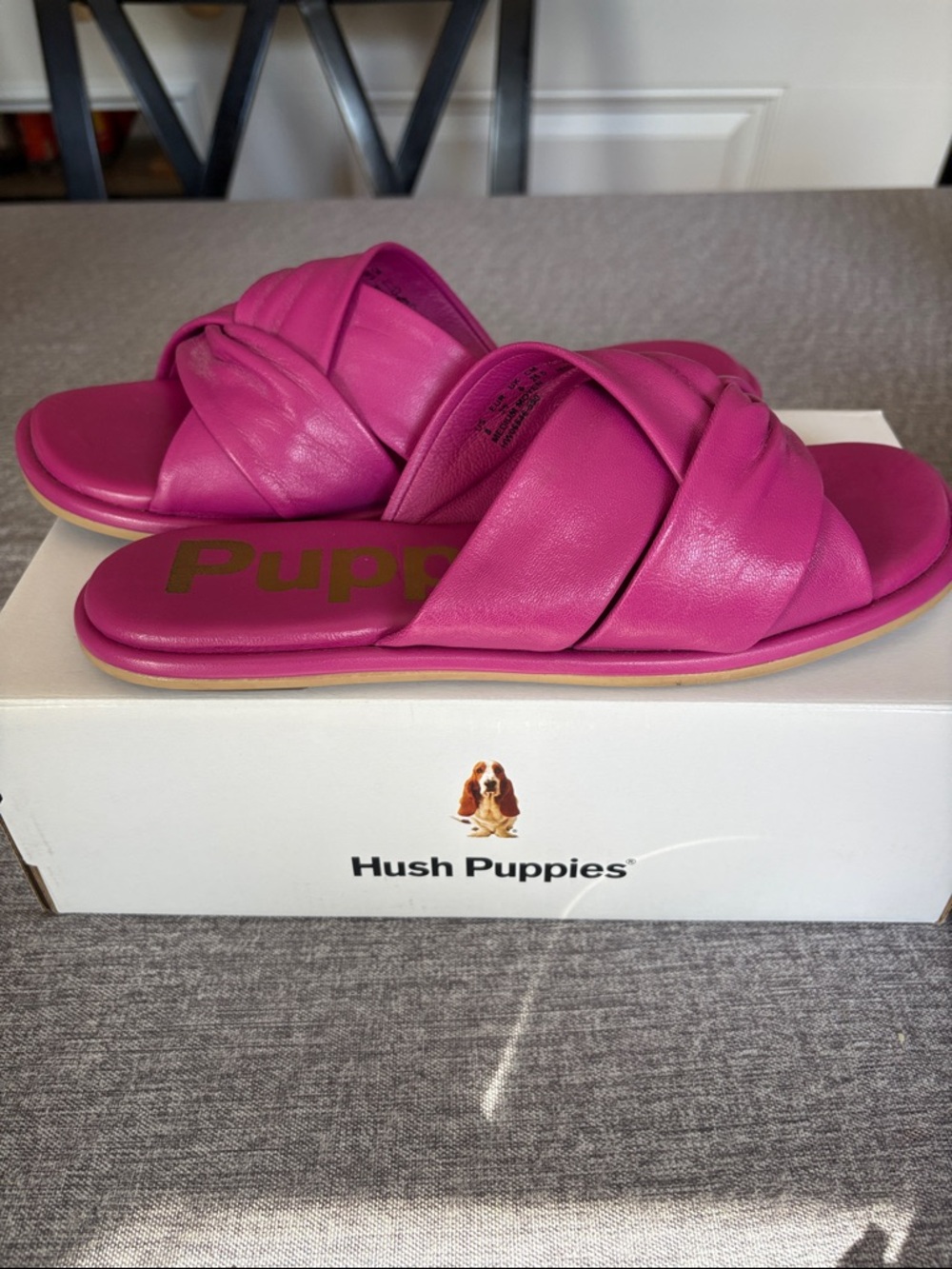 Hush Puppies Fuchsia Padded Crisscross Slide Sandals